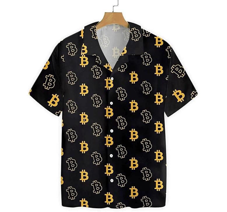 Seamless Bitcoin Summer Clothes Hawaiian Shirt, Button Up Aloha Shirt For Men, Women Summer Gifts