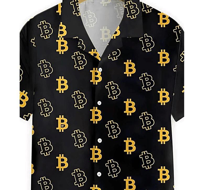 Seamless Bitcoin Summer Clothes Hawaiian Shirt, Button Up Aloha Shirt For Men, Women Summer Gifts