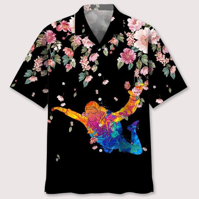 Skydiving Watercolors Flower Hawaiian Shirt Summer Gifts