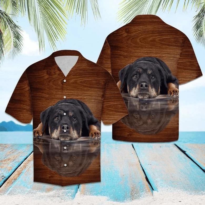 Smart Rottweiler Dog Lying Mirror Hawaiian Shirt Summer Gifts