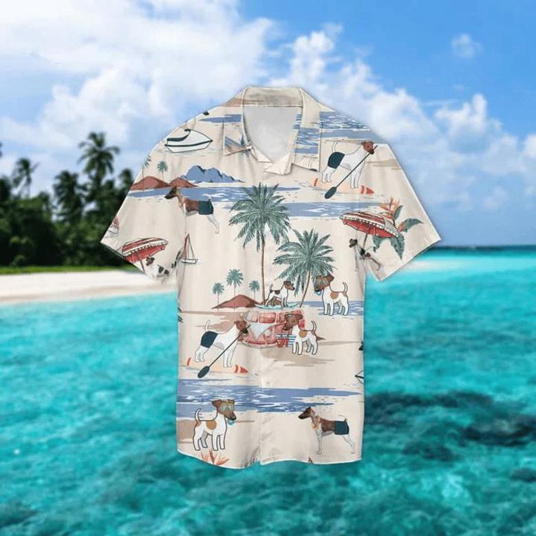 Smooth Fox Terrier Summer Beach Hawaiian Shirt, Hawaiian Shirts For Men Short Sleeve Aloha Beach Shirt Summer Gifts