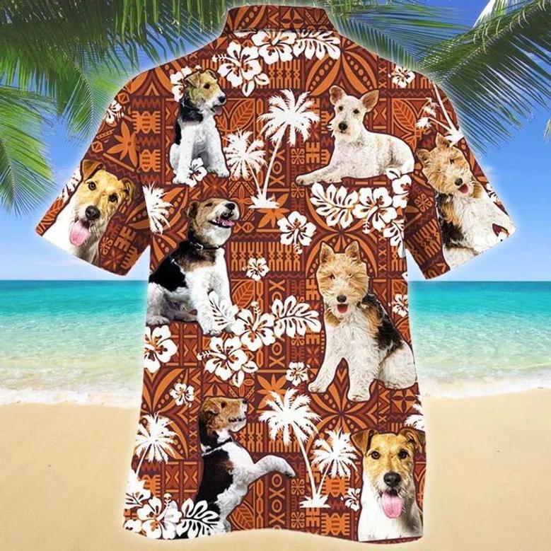 So Cute Wire Fox Terrier Dog Red Tribal Pattern Hawaiian Shirt Summer Gifts