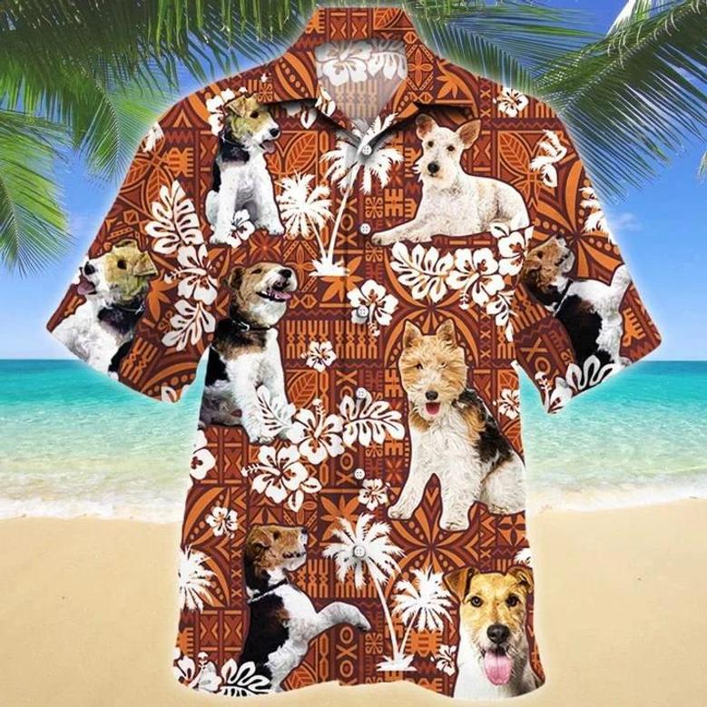 So Cute Wire Fox Terrier Dog Red Tribal Pattern Hawaiian Shirt Summer Gifts