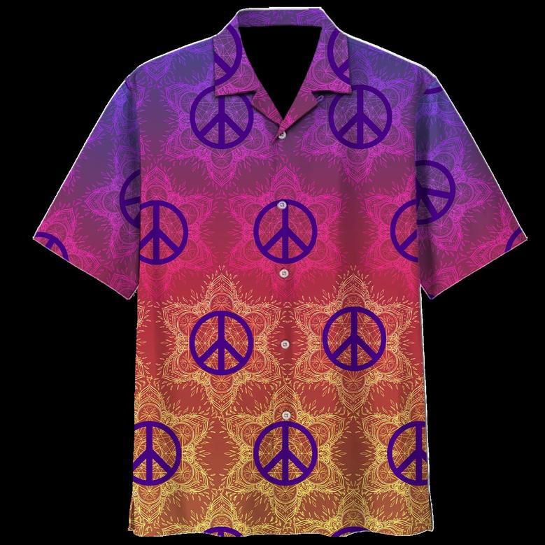 Spiritual Hippie Floral Pattern Peace Sign Tie Dye Trippy Hawaiian Shirt Summer Gifts