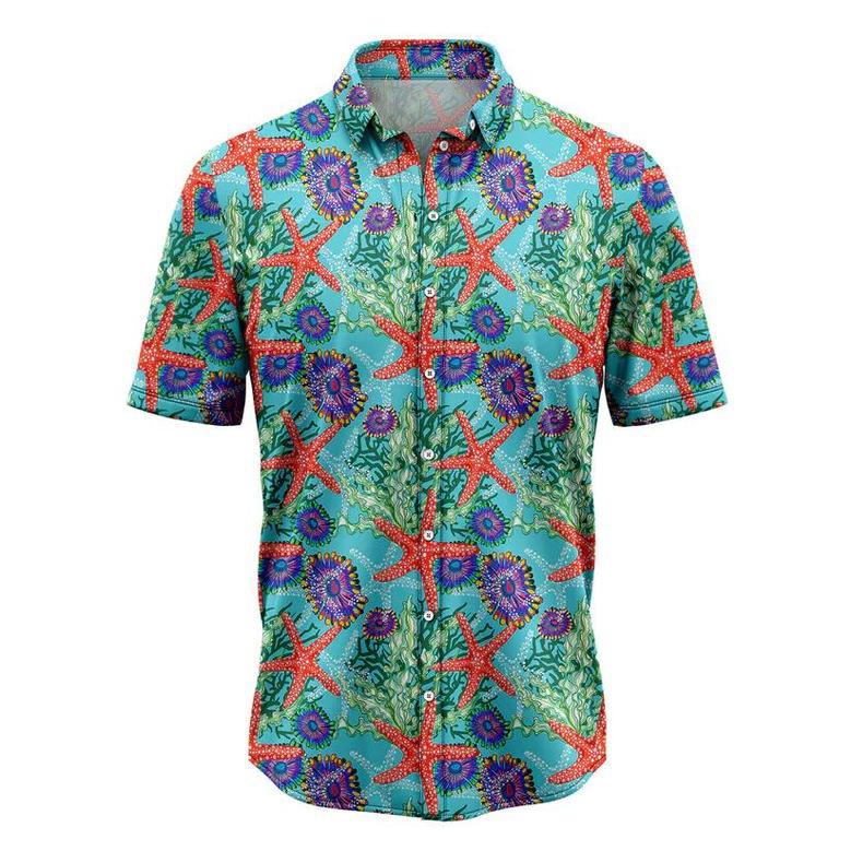 Starfish Underwater Floral Hawaiian Shirt, Summer Gift, Hawaiian Shirts For Men, Aloha Beach Shirt Summer Gifts