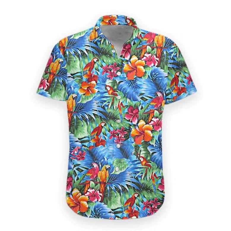 Summer Parrot Hawaiian Shirt, Mens Hawaiian Aloha Beach Shirt, Hawaiian Shirts For Men Summer Gifts