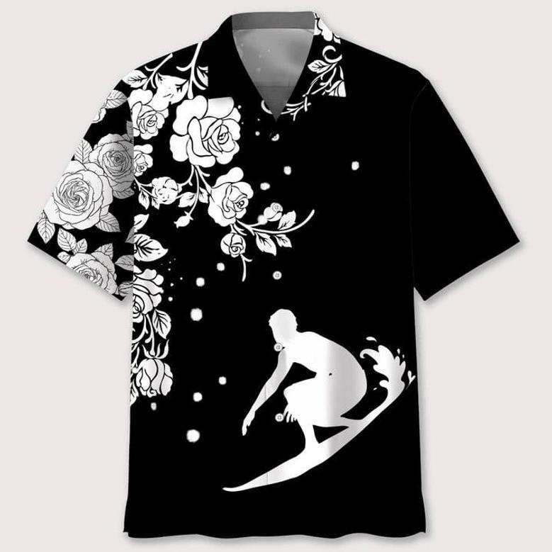 Surfing Rose Bw Hawaiian Shirt Summer Gifts