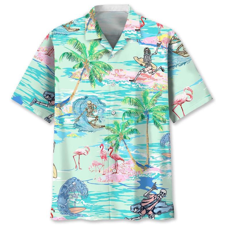 Surfing Tropical Skull Hawaiian Shirt Summer Gifts