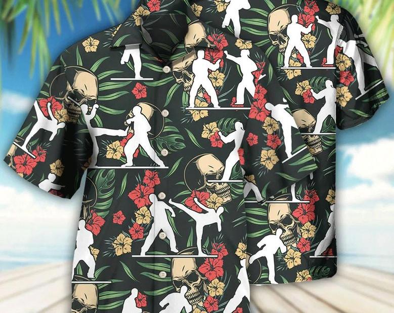 Taekwondo Tropical Floral - Hawaiian Shirt, Short Sleeve Hawaiian Aloha Shirt, Hawaii Style, Hawaii Honeymoon Shirt, Summer Party. Summer Gifts