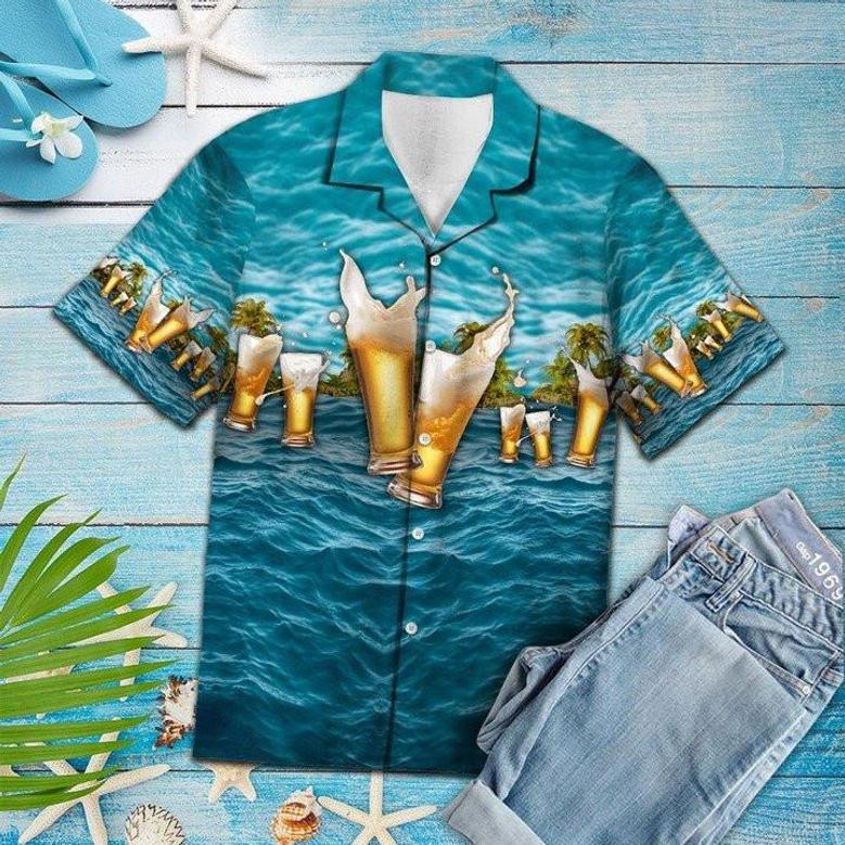 The Beauty Of Nature Beer Blue Ocean Pattern Hawaiian Shirt Summer Gifts