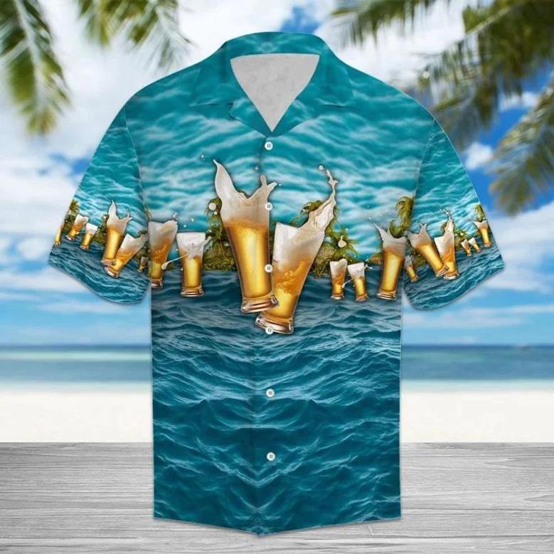 The Beauty Of Nature Beer Blue Ocean Pattern Hawaiian Shirt Summer Gifts