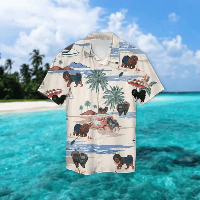 Tibetan Mastiff Summer Beach Hawaiian Shirt, Hawaiian Shirts For Men Short Sleeve Aloha Beach Shirt Summer Gifts