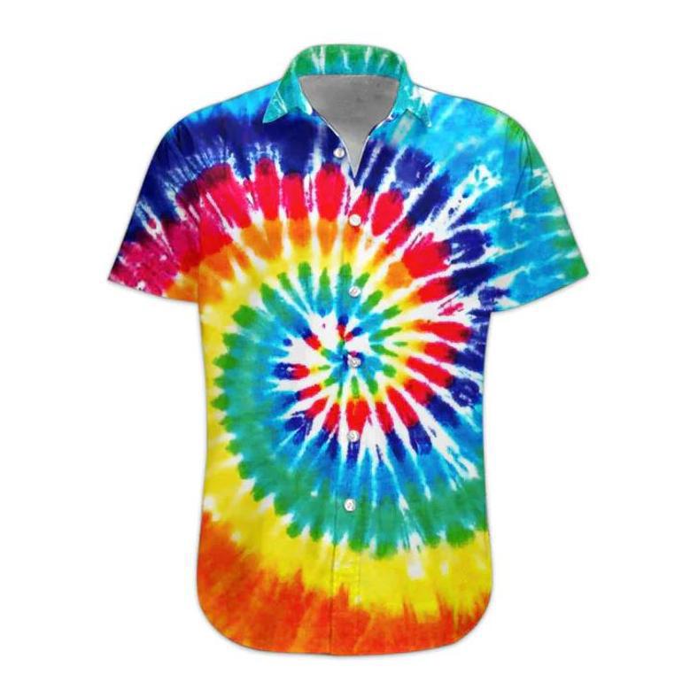 Tie Dye Hawaiian Shirt Casual Button Down Shirts Short Sleeve, Hawaiian Shirt For Men, Women Summer Gifts