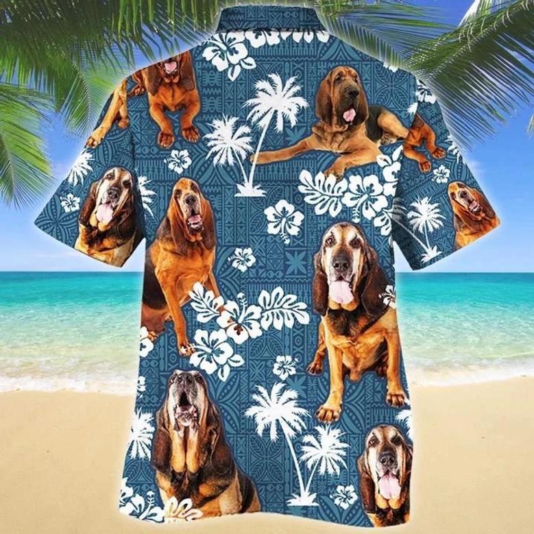 Tongue Out Bloodhound Dog Blue Tribal Hawaiian Shirt Summer Gifts