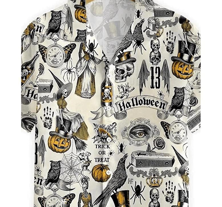 Trickery Halloween Summer Clothes Hawaiian Shirt, Button Up Aloha Shirt For Men, Women Summer Gifts