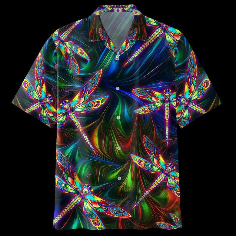 Trippy Colorful Dragonfly Psychedelic Hippie Hawaiian Shirt Summer Gifts