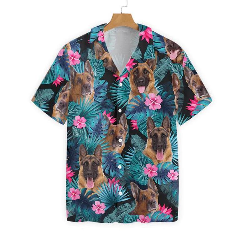 Tropical German Shepherd Dog Pattern Hawaiian Shirt Summer Gifts