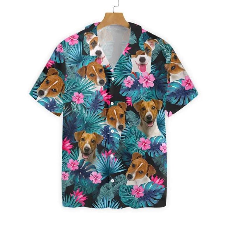 Tropical Jack Russell Terrier Dog Pattern Hawaiian Shirt Summer Gifts