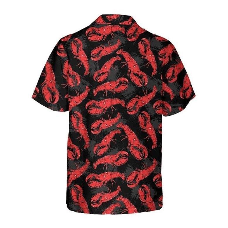 Tropical Lobster Hand Drawn Pattern Black Theme Hawaiian Shirt Summer Gifts