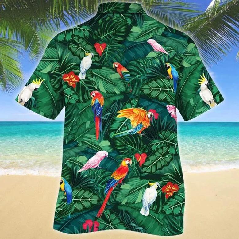 Tropical Parrots Dark Green Hawaiian Shirt, Summer Aloha Hawaii Shirt For Men Women Summer Gifts