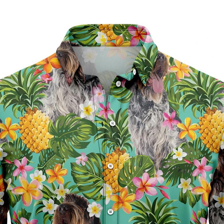 Tropical Pineapple Wirehaired Pointing Griffon Hawaii Shirt, Summer Hawaiian Shirts For Men Summer Gifts