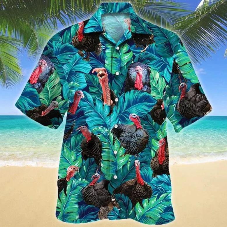 Turkey In Tropical Forest Lovers Gift Hawaiian Shirt, Short Sleeve Hawaiian Aloha Shirt Summer Gifts