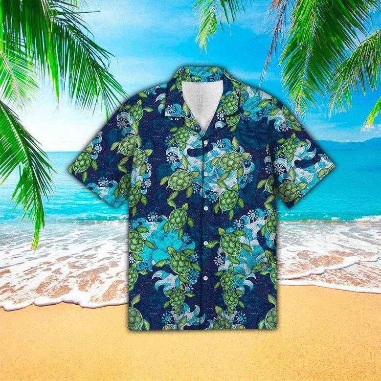 Turtle Flower Mandala Print Polyester Hawaiian Shirt Summer Gifts