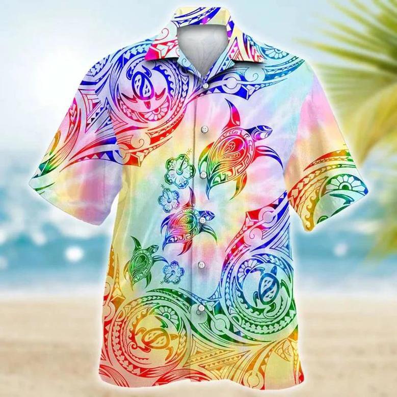 Turtle Sunset Maori Pattern Hawaiian Shirt, Gift For Turtle Lovers Summer Gifts