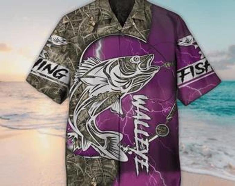 Unisex Walleye Fishing Gear Shirt Country Boy Hawaiian Shirt For Men & Women, Aloha Hawaiian Shirt Short Sleeve Hawaiian Summer Gifts