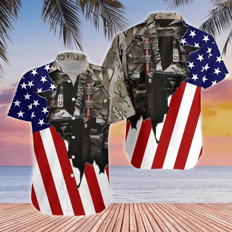 Us Army Uniform American Flag Patriotic Hawaiian Shirt Summer Gifts