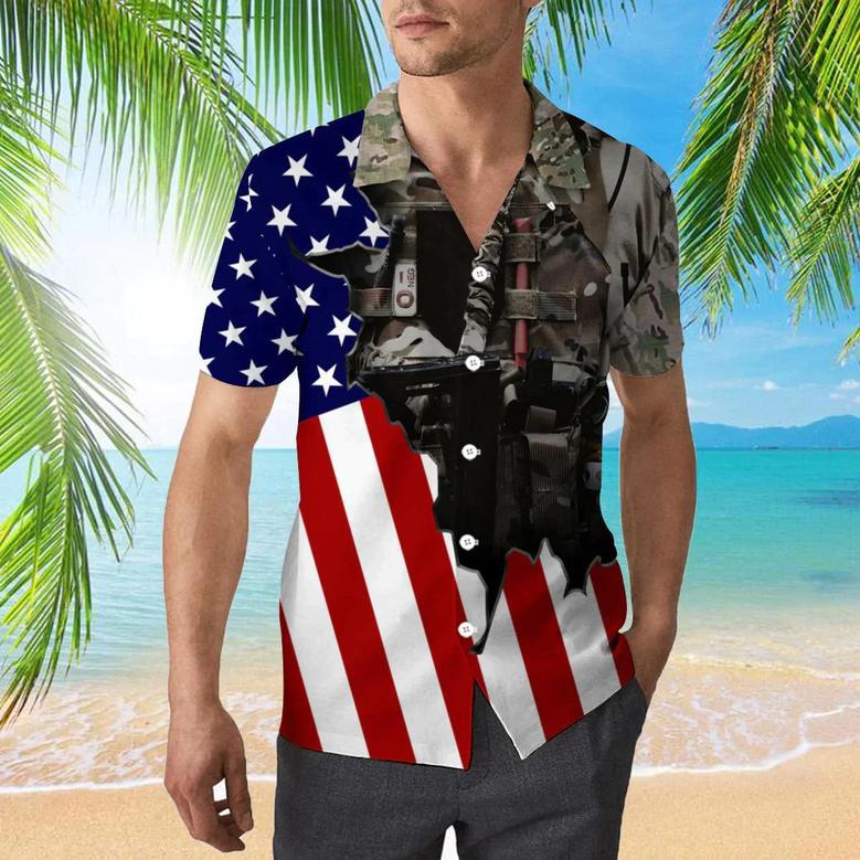 Us Army Uniform American Flag Patriotic Hawaiian Shirt Summer Gifts