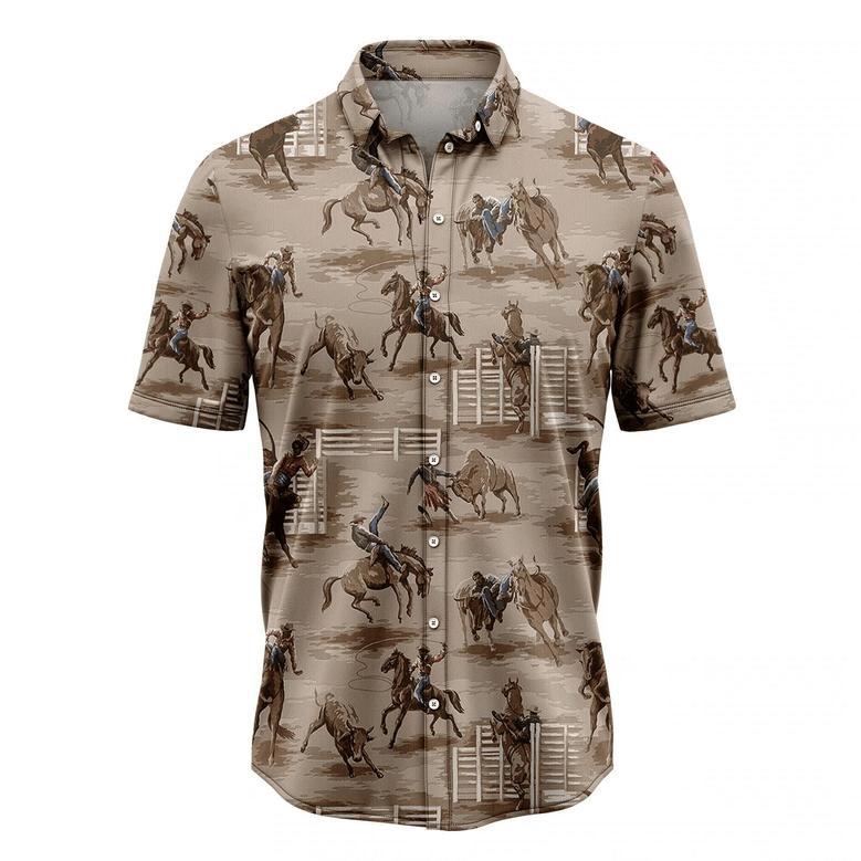 Vintage Cowboy Hawaiian Shirt, Summer Hawaiian Shirts For Men, Aloha Beach Shirt Summer Gifts