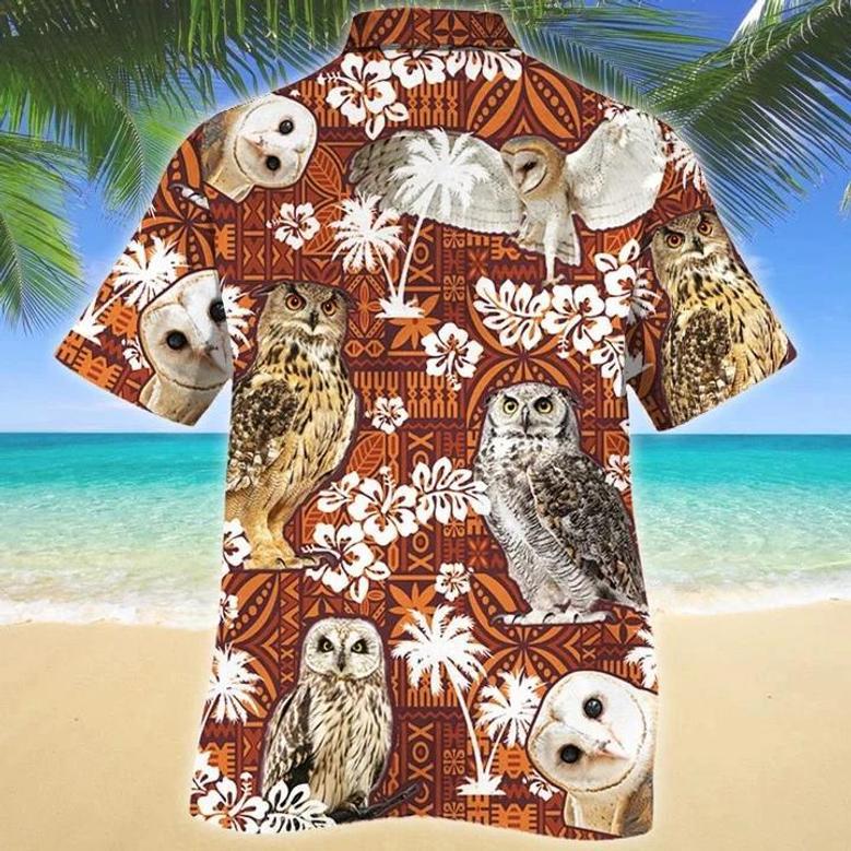 Vintage Themed Of Night Owl Red Tribal Pattern Hawaiian Shirt Summer Gifts