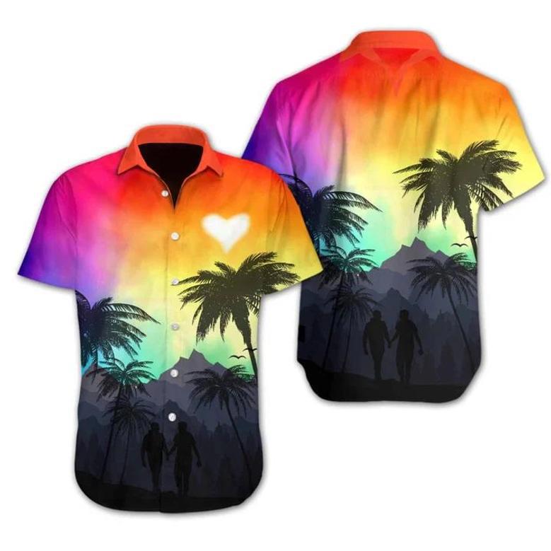 Vivid Background Lgbt Heart Hawaiian Shirt Summer Gifts