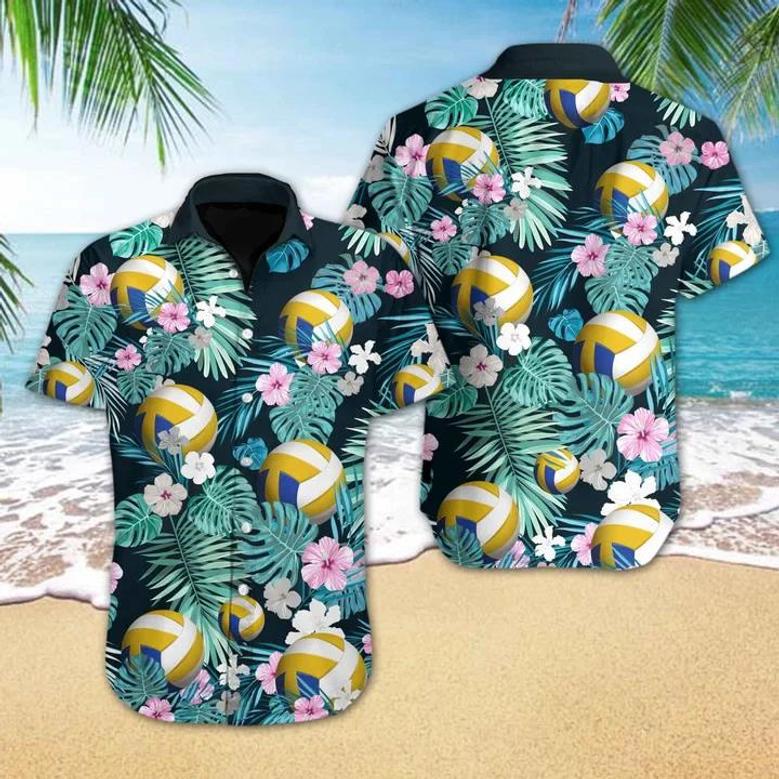 Volleyball Flower Tropical Jungle Hawaiian Shirt Summer Gifts