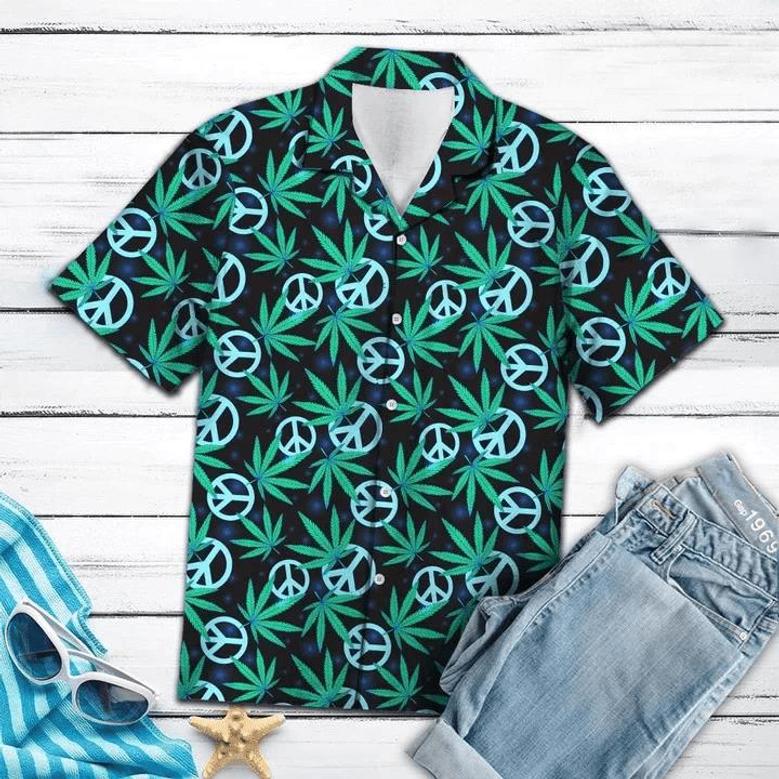 Watercolor Hippie Leaves Peace Sign Hawaiian Shirt Summer Gifts