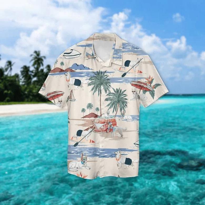 White Shepherd Summer Beach Hawaiian Shirt, Hawaiian Shirts For Men Short Sleeve Aloha Beach Shirt Summer Gifts