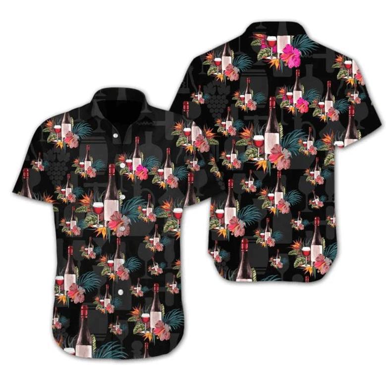 Wine Flower At Dark Night Hawaiian Shirt, Hawaiian Shirt For Men Summer Gifts