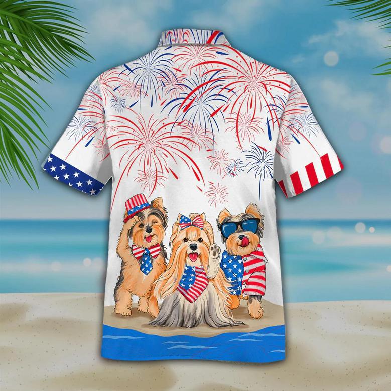 Yorkshire Terrier Independence In Comping, Men's Usa Patriotic Hawaiian Shirt Summer Gifts