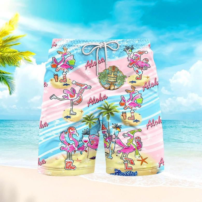 Aloha Flamingo Tiki Summer Beach Shorts For Men