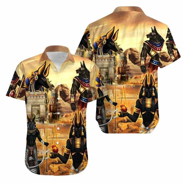 Amazing Anubis And The Pyramid Ancient Egypt Hawaiian Shirt