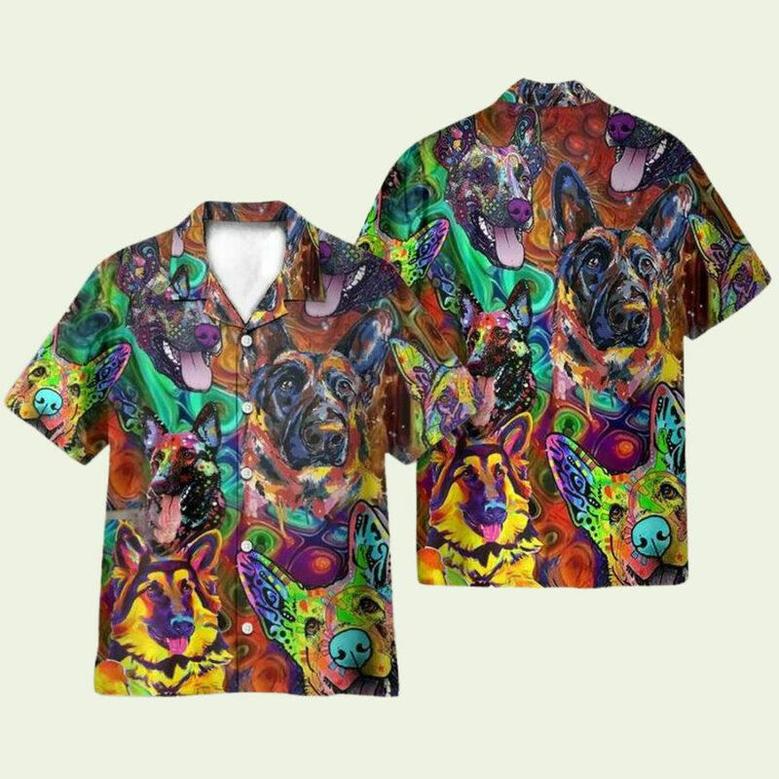 Amazing German Shepherd Colorful Hippie Hawaiian Shirt