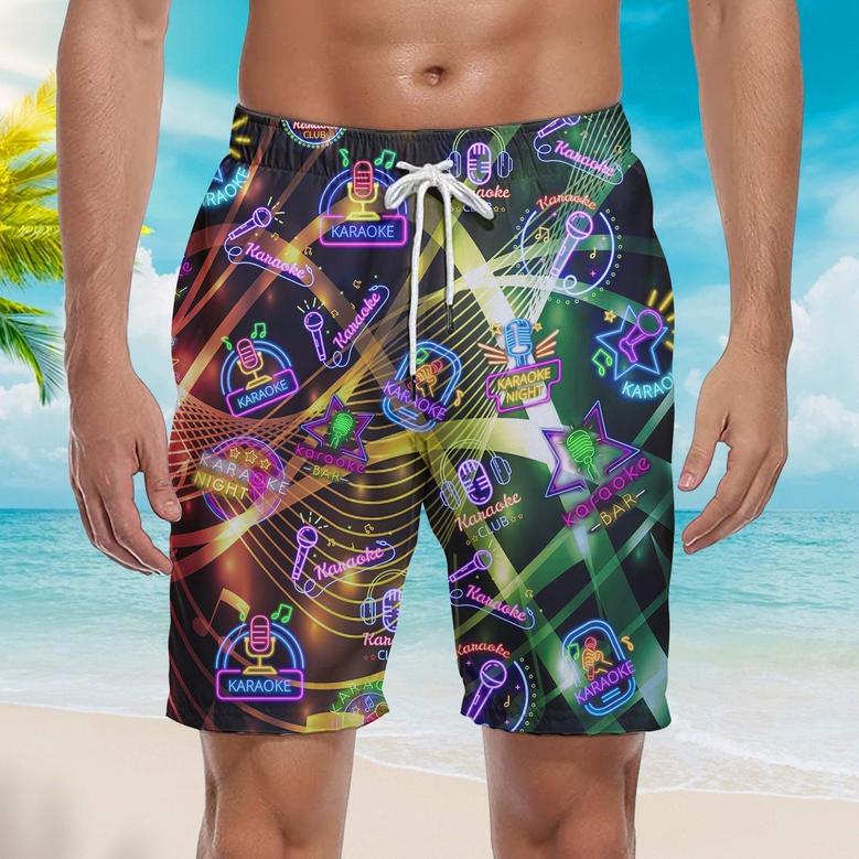 Amazing Karaoke Neon Sign Beach Shorts For Men