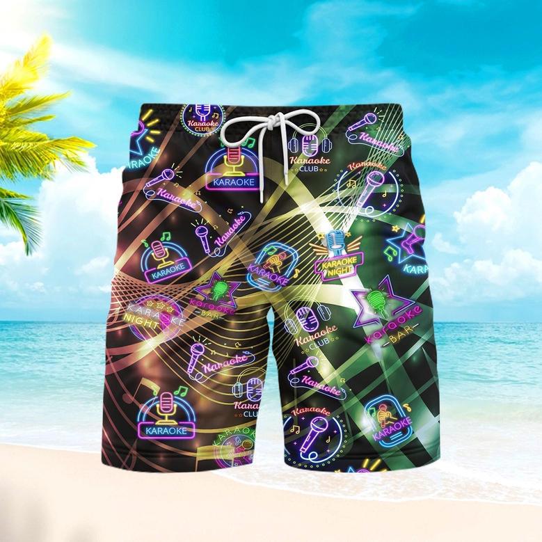 Amazing Karaoke Neon Sign Beach Shorts For Men