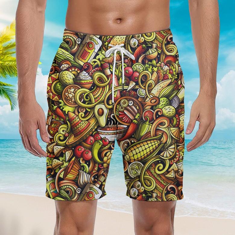 Amazing Mexican Food Beach Shorts For Men