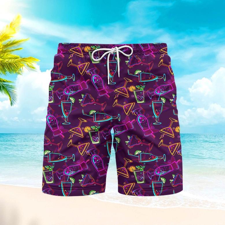 Amazing Night Happy Cocktails Flowers Beach Shorts For Men