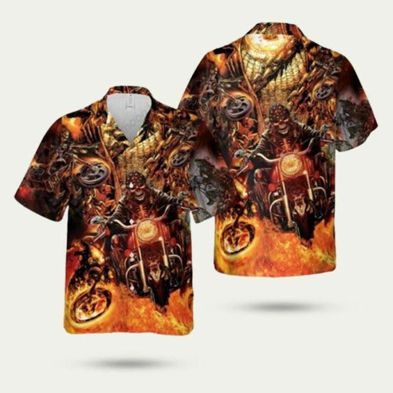 Amazing Skull Motorcycle Racing Hawaiian Shirt