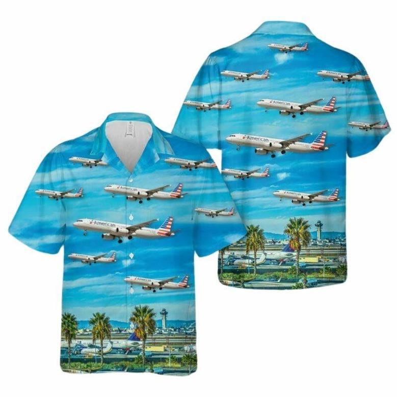 American Airlines Airbus At Los Angeles International Airport Hawaiian Shirt