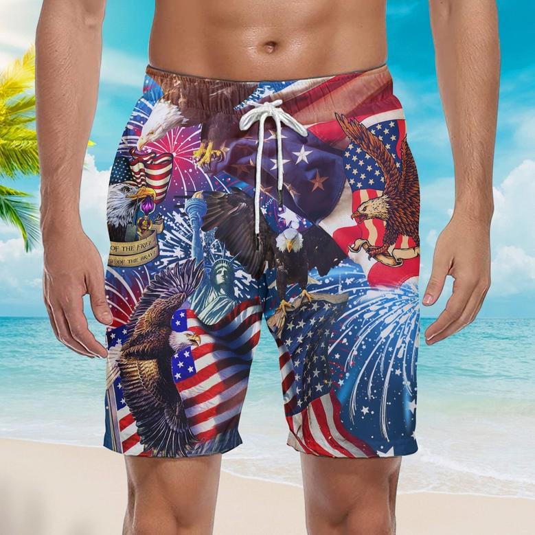 American Patriotic Eagle Memorial Day Beach Shorts For Men