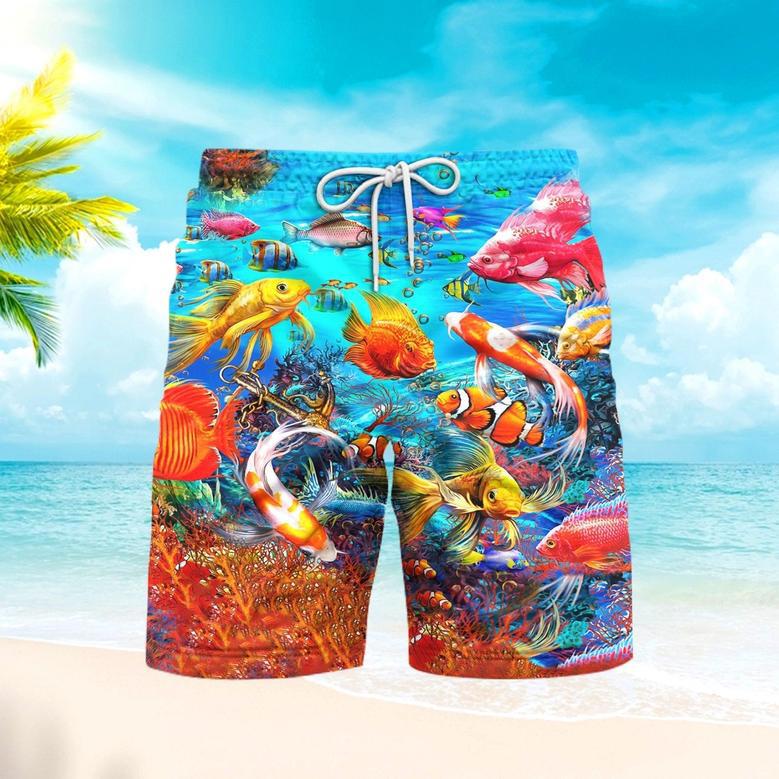 Aquarium Colorful Fishes Beach Shorts For Men